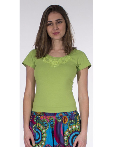 95% cotton 5% elastane mandala tee shirt and short sleeves