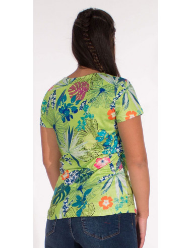 T-shirt 95% polyester 5% elastane printed hibiscus