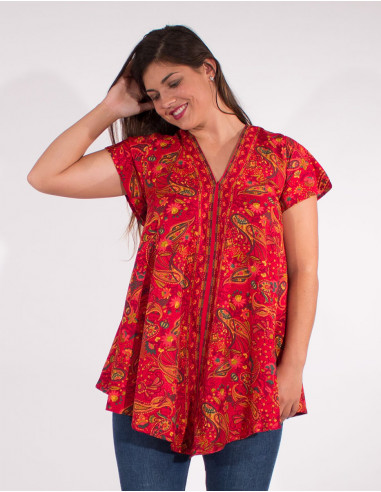 Short sleeves polyester blouse sari