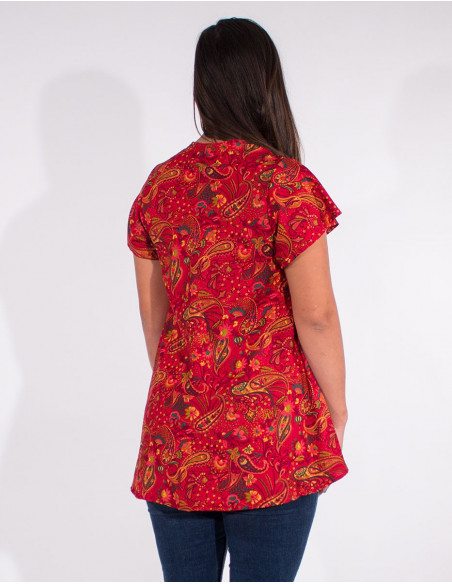 Chemisier Polyester Manches Courtes Sari