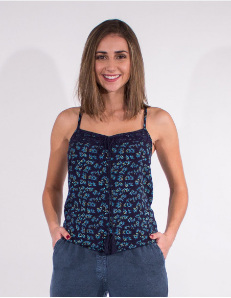 Top Viscose Dos Dentelle Polyester Impri