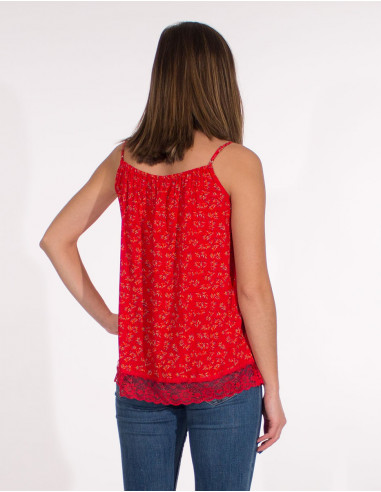 Top Viscose Bretelles Bas Dentelle Polye