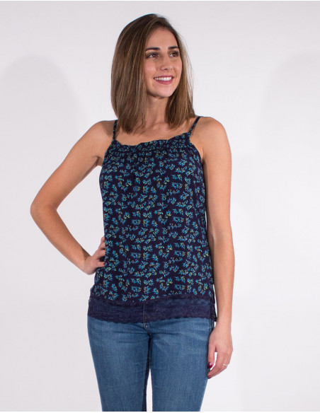 Viscose top straps bottom lace polyester eclat print