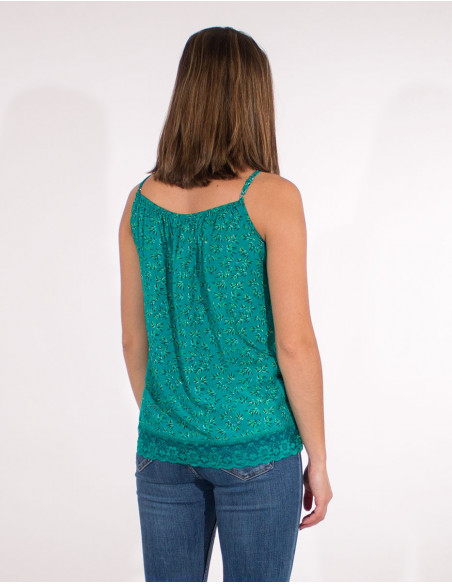 Top Viscose Bretelles Bas Dentelle Polye