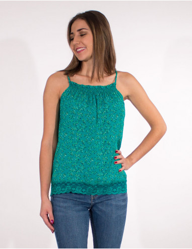 Viscose top straps bottom lace polyester eclat print