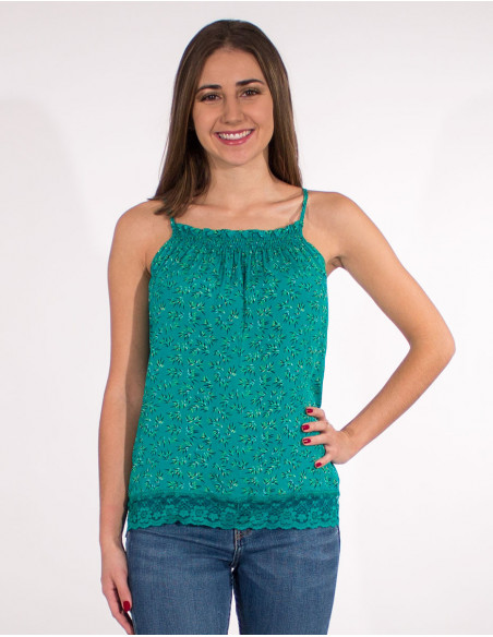 Viscose top straps bottom lace polyester eclat print