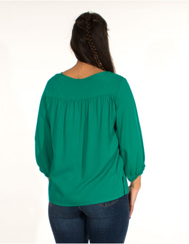 Plain 3/4 sleevesd viscose blouse