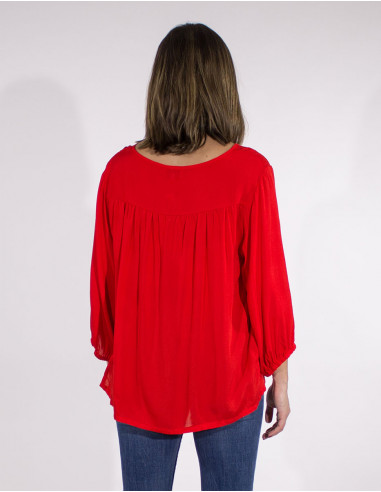 Chemisier Viscose Uni Manches 3/4