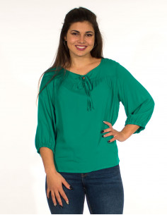 Plain 3/4 sleevesd viscose blouse 2
