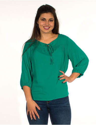 Plain 3/4 sleevesd viscose blouse