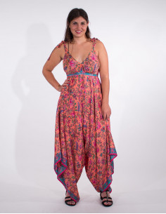 Long playsuit polyester straps sari delta print 2