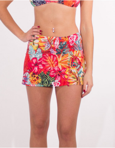 Short knitted skirt 96% polyester 4% elastane printed paradise