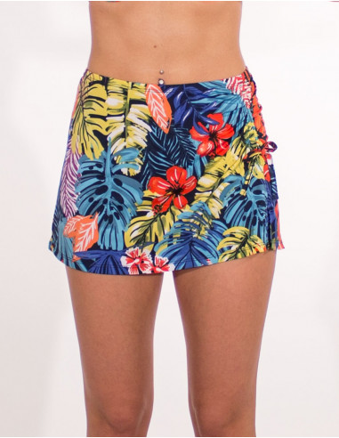 Short knitted skirt 96% polyester 4% elastane printed paradise