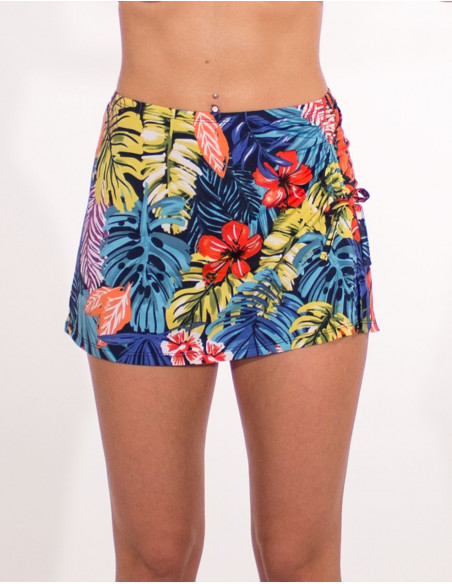 Short knitted skirt 96% polyester 4% elastane printed paradise