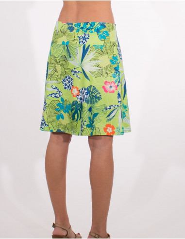 Hibiscus print 95% polyester 5% elastane knitted skirt