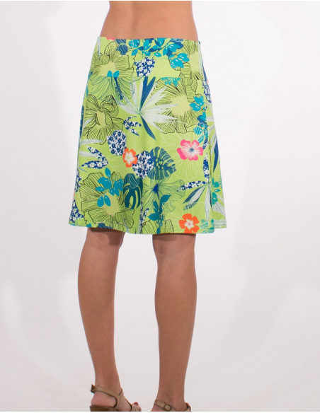 Hibiscus print 95% polyester 5% elastane knitted skirt