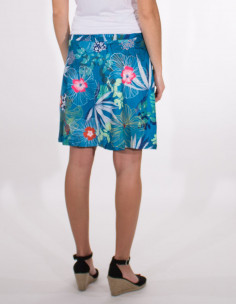 Hibiscus print 95% polyester 5% elastane knitted skirt 2