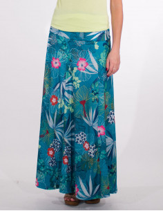 Long knitted skirt 95% polyester 5% elastane printed hibiscus 2