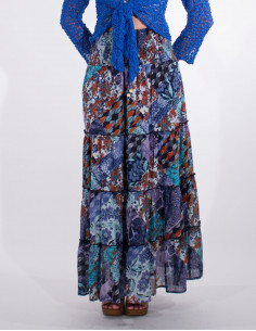 Long hania printed with lining cotton voile skirt 2