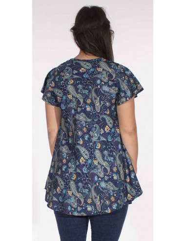 Chemisier Polyester Manches Courtes Sari