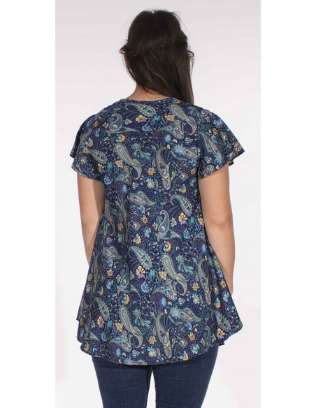 Chemisier Polyester Manches Courtes Sari