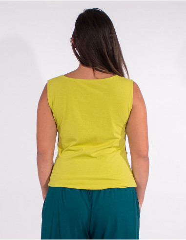 95% cotton 5% elastane plain sleeveless tee shirt and exterior stitching