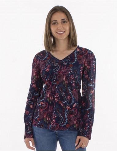Polyester blouse with "Lys" print