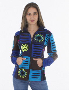 Veste Maille Coton Patchwork Col