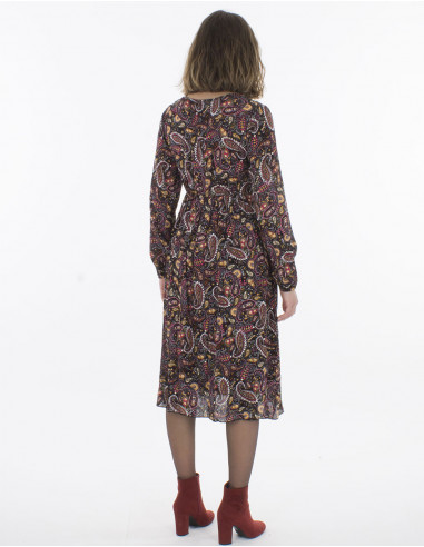 Rayon crepe dress with lining and "gaya" print