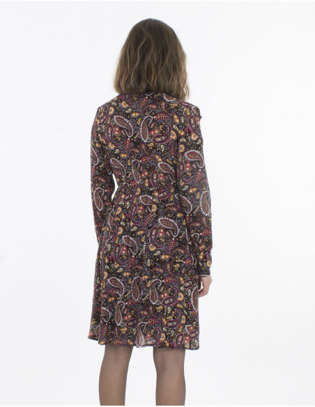 Robe Crepe De Viscose Doublee Imprime Ga