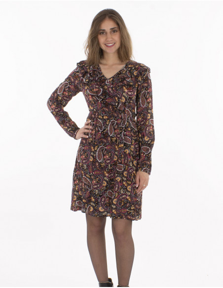 Robe Crepe De Viscose Doublee Imprime Ga