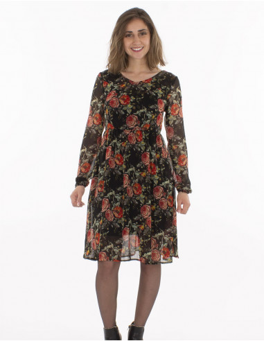 Robe Courte Mousseline De Polyester Doub