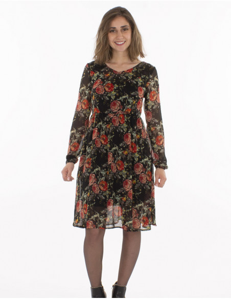 Robe Courte Mousseline De Polyester Doub