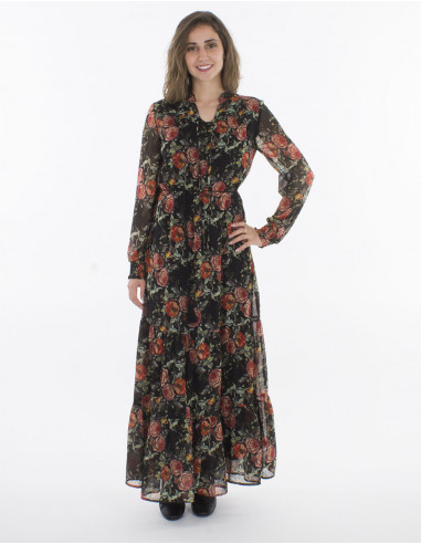 Robe Longue Mousseline De Polyester Doub