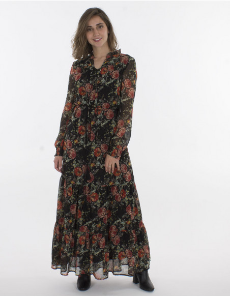 Robe Longue Mousseline De Polyester Doub