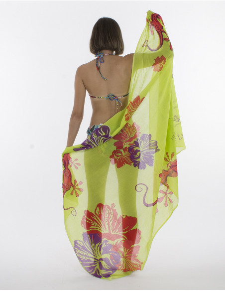 Pack de 10 pareos Coton Imprime Reunion Gekho Ile