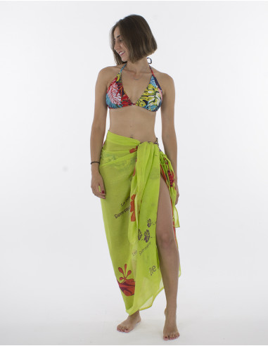 Pareo Coton Imprime Reunion Gekho Ile x10 pces