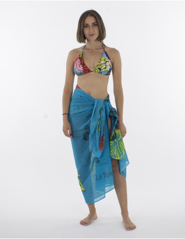 Pareo Coton Imprime Reunion Gekho Ile x10 pces