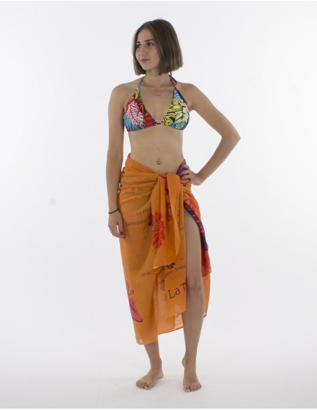 Pareo Coton Imprime Reunion Gekho Ile x10 pces