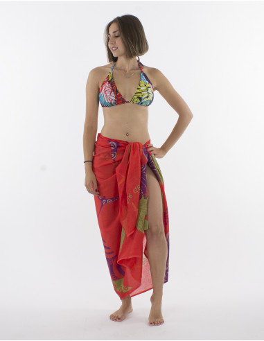 Pack de 10 pareos Coton Imp Reunion Paille En Queue