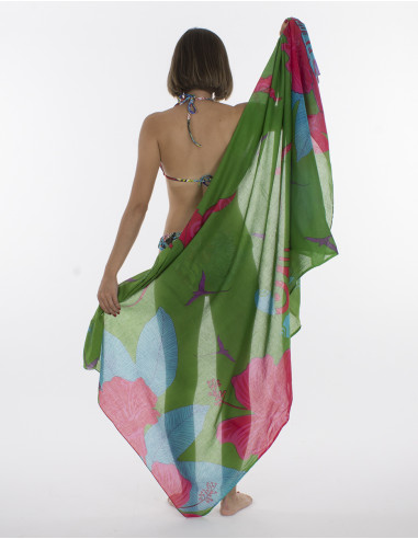 Pareo Coton Imp Reunion Paille En Queue x 10pces