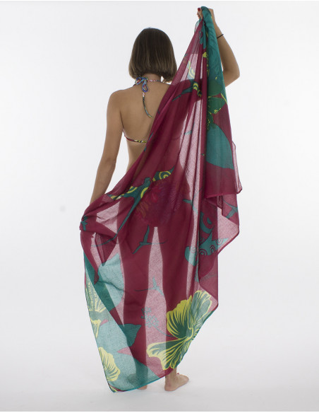 Pareo Coton Imp Reunion Paille En Queue x 10pces