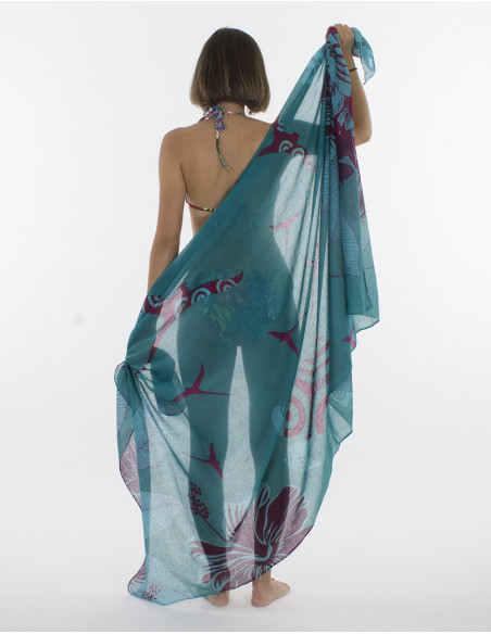 Pareo Coton Imp Reunion Paille En Queue x 10pces