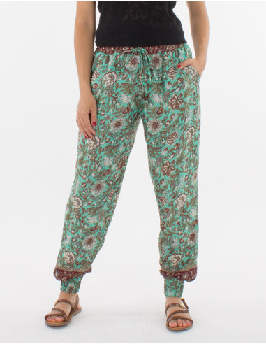 Pantalon Polyester Imprime Fleur