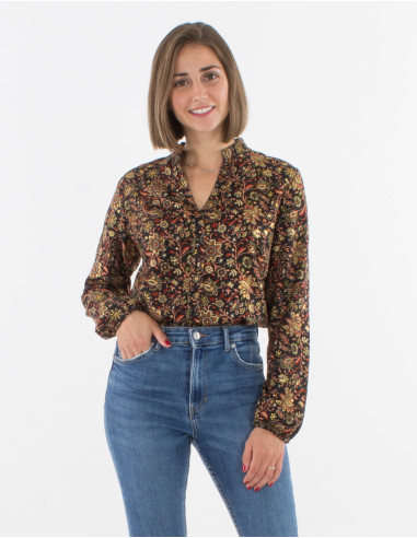 Chemisier Polyester Boutonne Imprime Gol