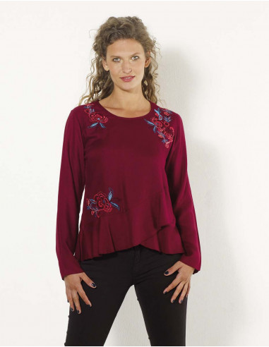 Rayon moss crepe embroidered blouse