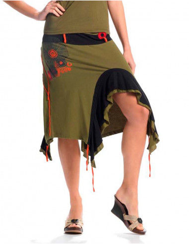 Mid-Long Printed Skirt with Front / Rear Slit