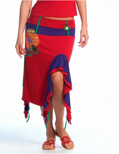 Mid-Long Printed Skirt with Front / Rear Slit