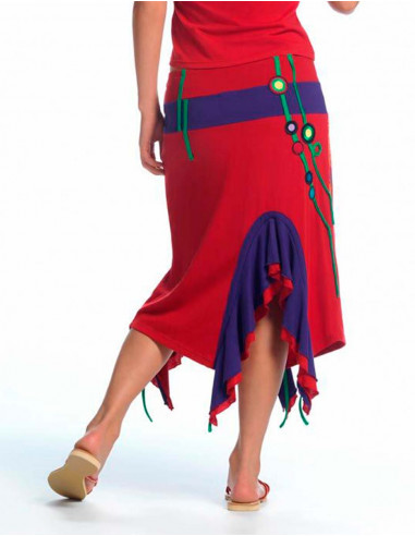 Mid-Long Printed Skirt with Front / Rear Slit