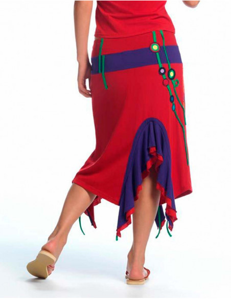 Mid-Long Printed Skirt with Front / Rear Slit